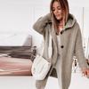 2024 Новый вязаный свитер с капюшоном и воротником-шляпой, стильный пригородный, свободный кардиган, женский свитер, женская одежда большого размера