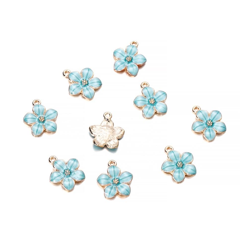 10Pcs/lot Mix Style Colorful Flower Pendants Enamel Metal Necklace Bracelet Charms For DIY Jewelry Making Supplies Accessories