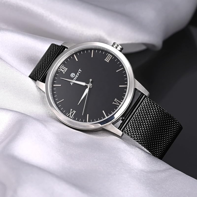 [ANNEFIT] металлический ремешок для часов 20 мм, сетчатый, сменный ремешок для часов из нержавеющей стали 316L, сменный ремень, быстросъемный, черный