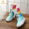2018 Buffie Rainbow Shoes Candy Shoes Ski Travel Photo Women's Boots High Lace-Up Women's Cotton Boots