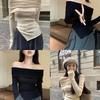 Women's Sexy One-Shoulder Long Sleeve Knitted Sweater - Slim Fit, Irregular Hem, Short Top for Autumn and Winter