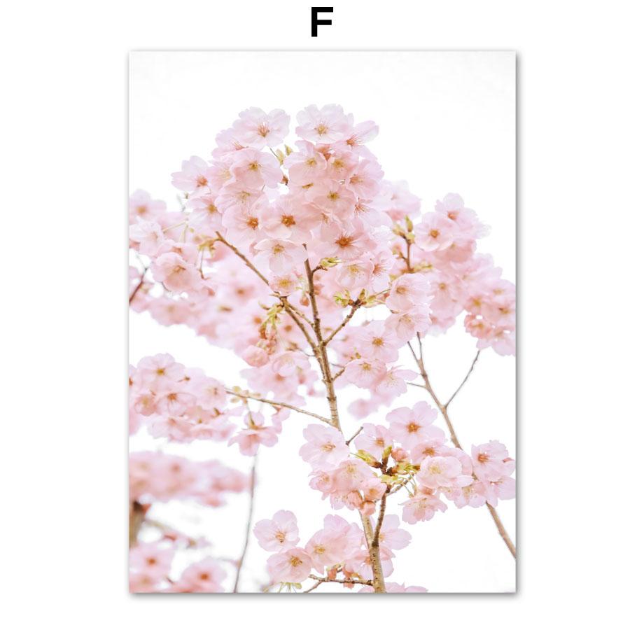 Розовые вишни в цвету Поезд Башня Париж Велосипед Скандинавские постеры и принты Картина на холсте Настенные художественные картины Гостиная Домашний декор