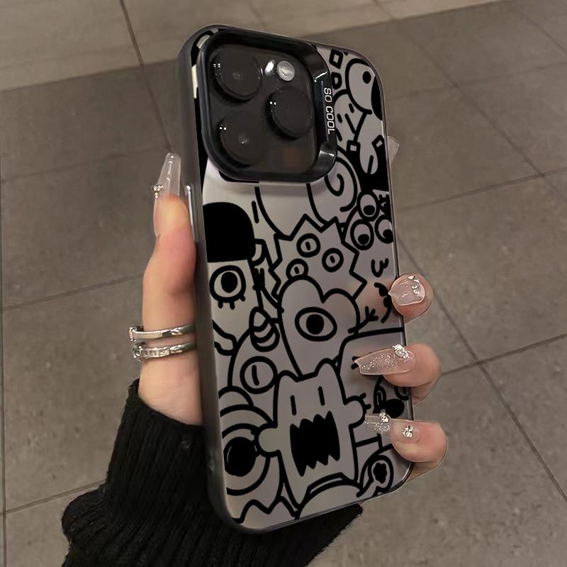 Супер крутой черный граффити противоударный чехол для телефона для iPhone 16 15 14 13 12 11 Pro Max X XS Max XR 7 8 16 Plus SE2 Матовый жесткий чехол