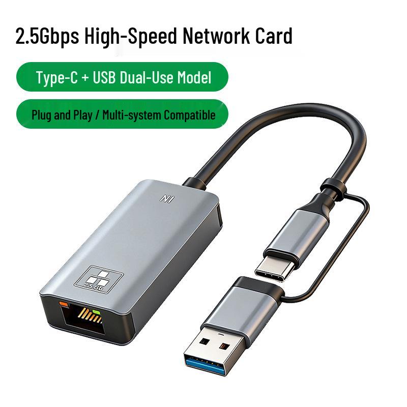 Сетевая карта USB 2.5G, 2500 Мбит/с RTL8156b Type-C Высокоскоростной Ethernet-адаптер для NAS
