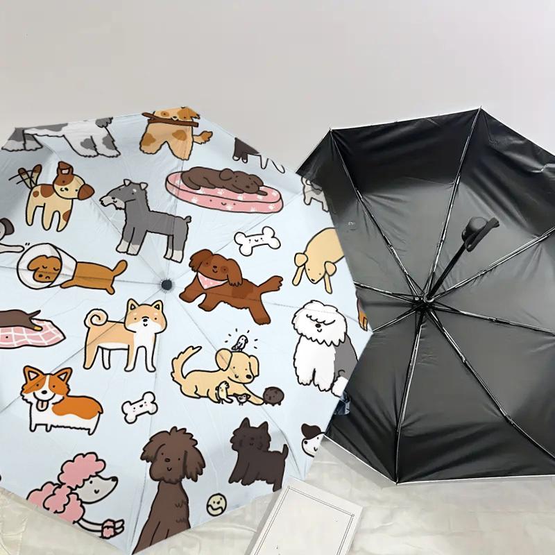 1PC dog pattern Umbrella-8-Rib Reinforced, Automatic Open, Lightweight & Durable, Cute Fashion Accessory for Outdoor, Beach, or Casual Use, Beach Umbr