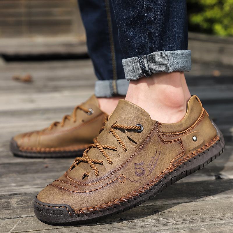 Большие размеры Мужские модные мягкие туфли Wild Breathable Hollowed Casual Leather Shoes Shoes Summer Driving Shoes