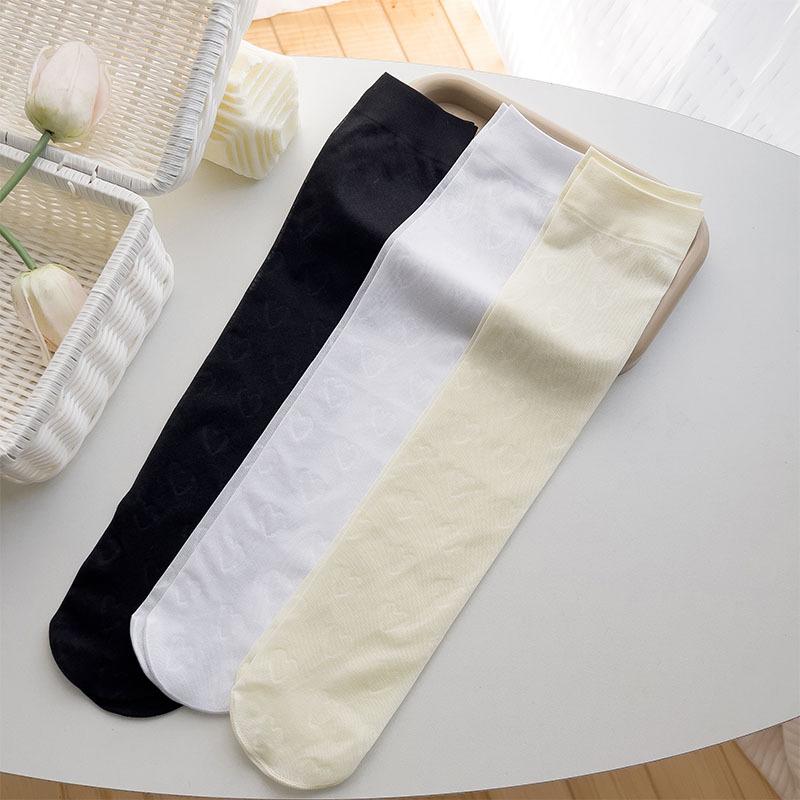 Чулки с милым сердечком для девочек, ультратонкие прозрачные нейлоновые длинные носки, женские чулки, милые гольфы в стиле Лолиты для девочек, чулки