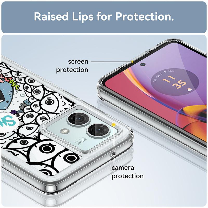 Для Moto Edge 70/60/50/40 G77 G67 G57 G84 G86 G56 G15 G05 G75 "Морская рыба Акула" Жесткий Прозрачный Чехол / G35 G85 G06 Ударопрочный Чехол Motorola