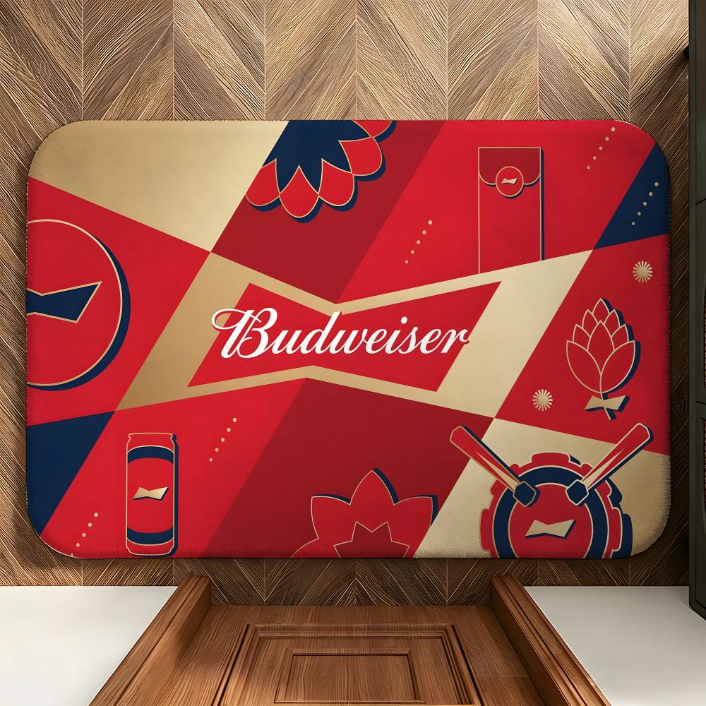 Beverage B-Budweiser Floor Mat Soft Flannel Entrance Door Mat Non Slip Absorbent Bathroom Bedroom Floor Rug