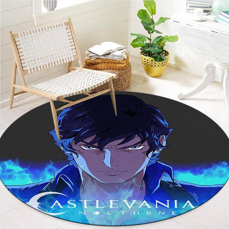 Ковер Castlevania Nocturne Круглый, Ковер для Гостиной Спальни Дивана Игровой Комнаты, Нескользящий Коврик для Пола