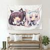 ZLIENSZUS Nekopara Эстетичный настенный подвес Милый дизайн в стиле аниме с кошачьими ушками горничной Полиэстер Горизонтальный стиль Для спальни гостиной