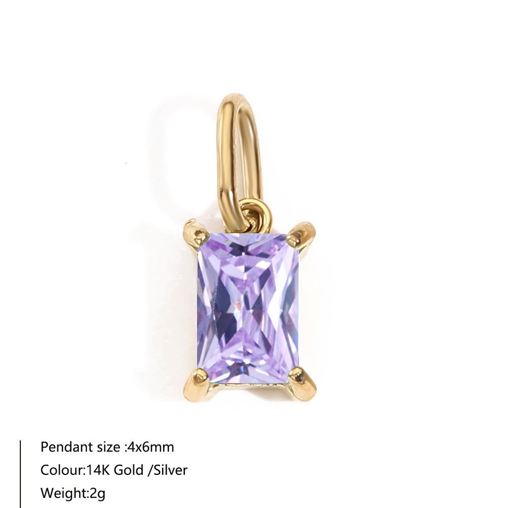 Прямоугольные подвески из нержавеющей стали с покрытием 14K золотом, с камнями по месяцам и цирконием