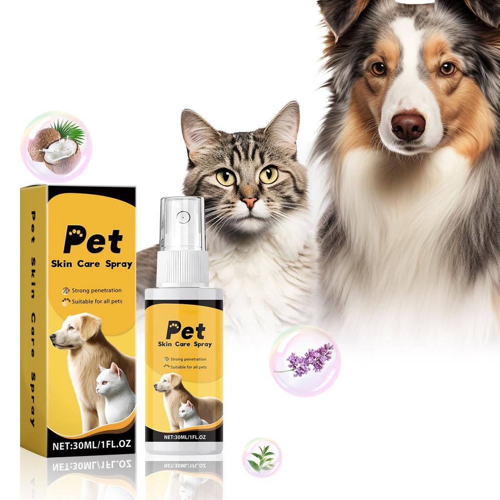 Pet Skin Spray Dog & Cat Skin Care Spray, Soothing Spray Cleansing & Softening Skin, Soothing -Itch Care Spray Nourishing Spray,30ML