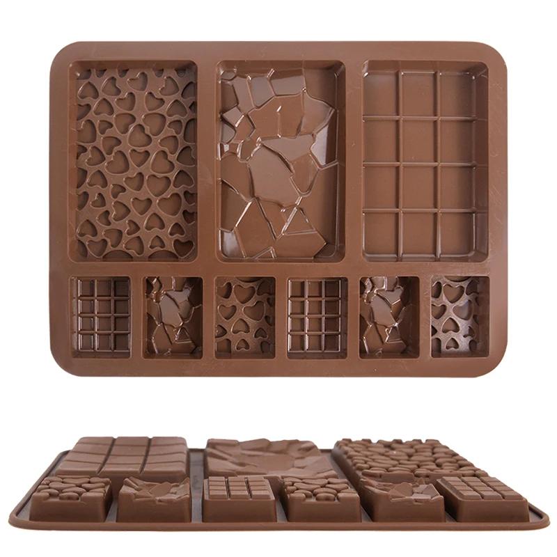 Формы для шоколада Прямоугольная форма для шоколадных плиток Форма для конфет Десерт Вафли Сердце для шоколада Силиконовая форма для выпечки Форма для расплавления воска