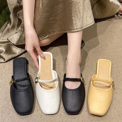 Универсальные полушлепанцы с мягкой подошвой и закрытым носком, женская летняя новинка, туфли с открытым верхом, туфли Мэри Джейн