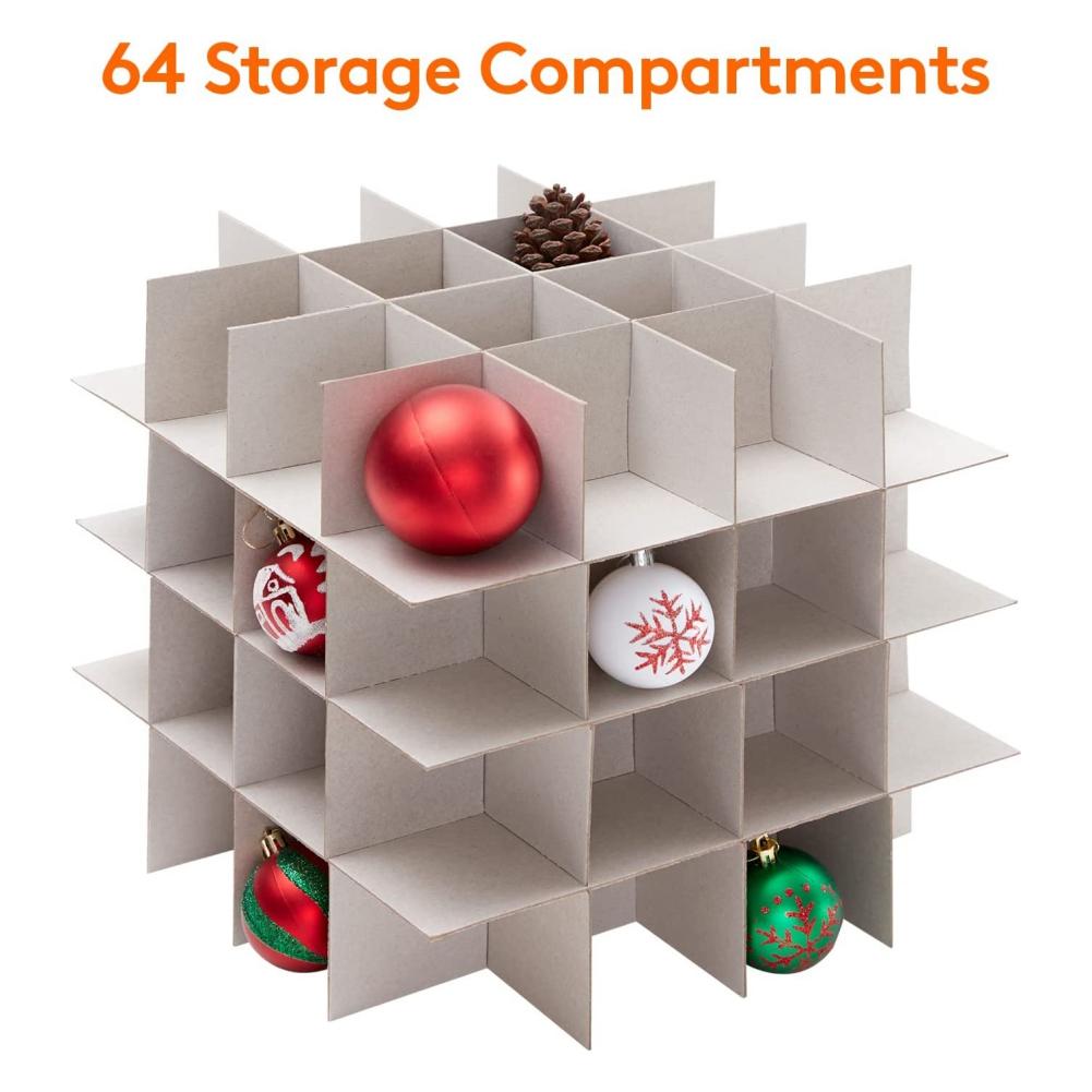 Контейнер для хранения рождественских украшений с двойной застежкой-молнией — в коробке можно разместить 64 праздничных украшения