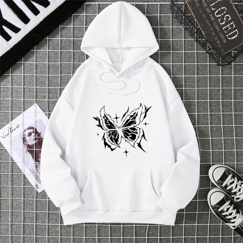 Autumn Winter Women's Thickened Fleece Hoodie Casual Long Sleeve Fashion Outerwear Printed Sweatshirt Comfortable