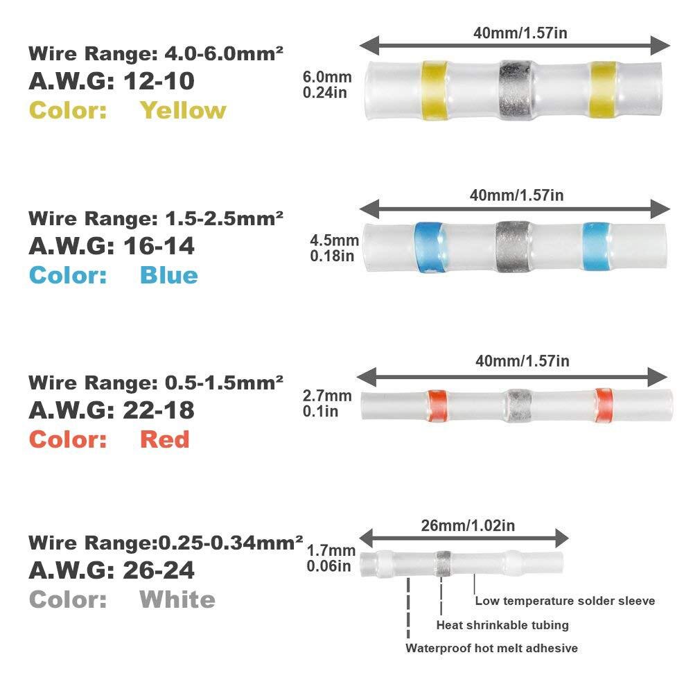 Кольцевой припой Клемма 50 шт. Монтажный припойный кольцевой термоусадочный промежуточный соединительный терминал Термоусадочная трубка Клемма