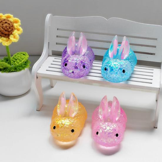 Glitter Powder Rabbit Squeeze Toy Stress Anxiety Relief Slow Rising Simulation Bunny Sensory Toy Soft TPR Calming Animal Fidget Toy