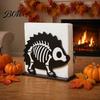 Retro Style Napkins Halloween Wooden Napkin Holder, Ghost Pumpkin Skeleton Cat Bat Tissue Dispenser, Waterproof Gothic Room Decor Tabletop
