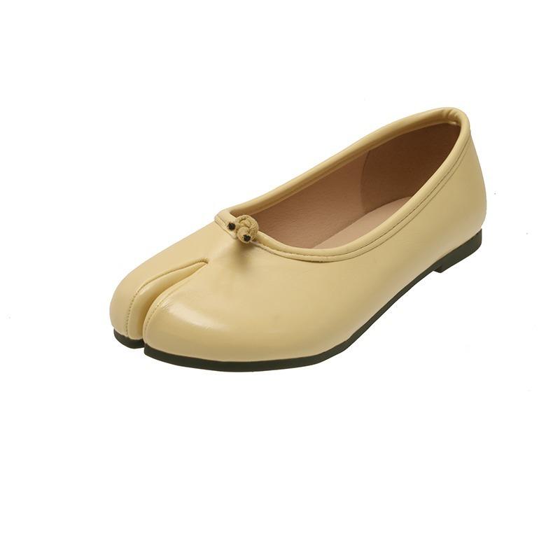 Женские Лоферы Удобные для Ходьбы Модные Мягкая Кожа Разделенный Носок Балетки Женские Повседневные Девочки Танцевальная Обувь Женщины