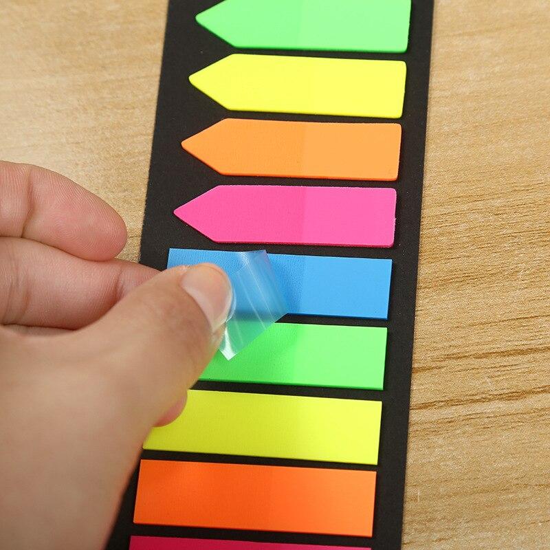 200 Sheets Fluorescence Self Adhesive Memo Pad Sticky Notes Bookmark Marker Memo Sticker Paper Student Office Supplies