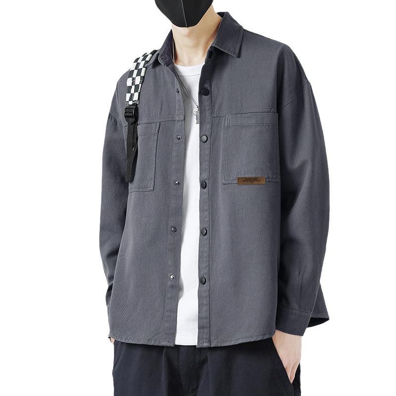 Рубашки для мужчин Весна и осень Тонкие рубашки с длинными рукавами в японском стиле в Гонконге Свободные кардиганы Куртки Универсальный повседневный тренд