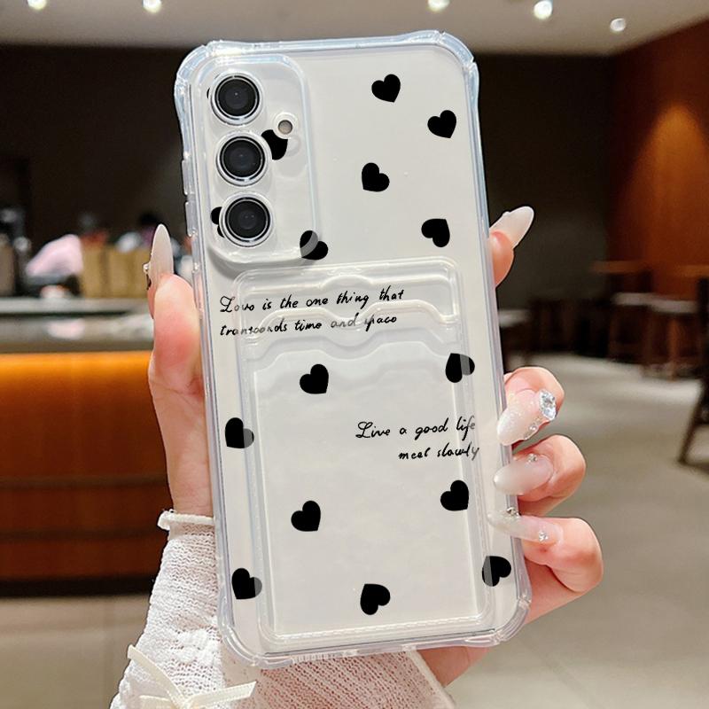 Чехол с принтом 'Candy Love Hearts' для iPhone 17 18 Pro Max Прозрачный ТПУ Задняя крышка со слотом для карты для iPhone 16 15 14 13 Pro Max 17E