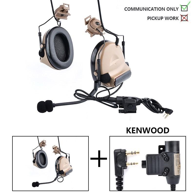 Тактическая гарнитура WADSN Comtac II для охоты C2, наушники для стрельбы с Kenwood U94 PTT, адаптер для шлема, мягкие наушники