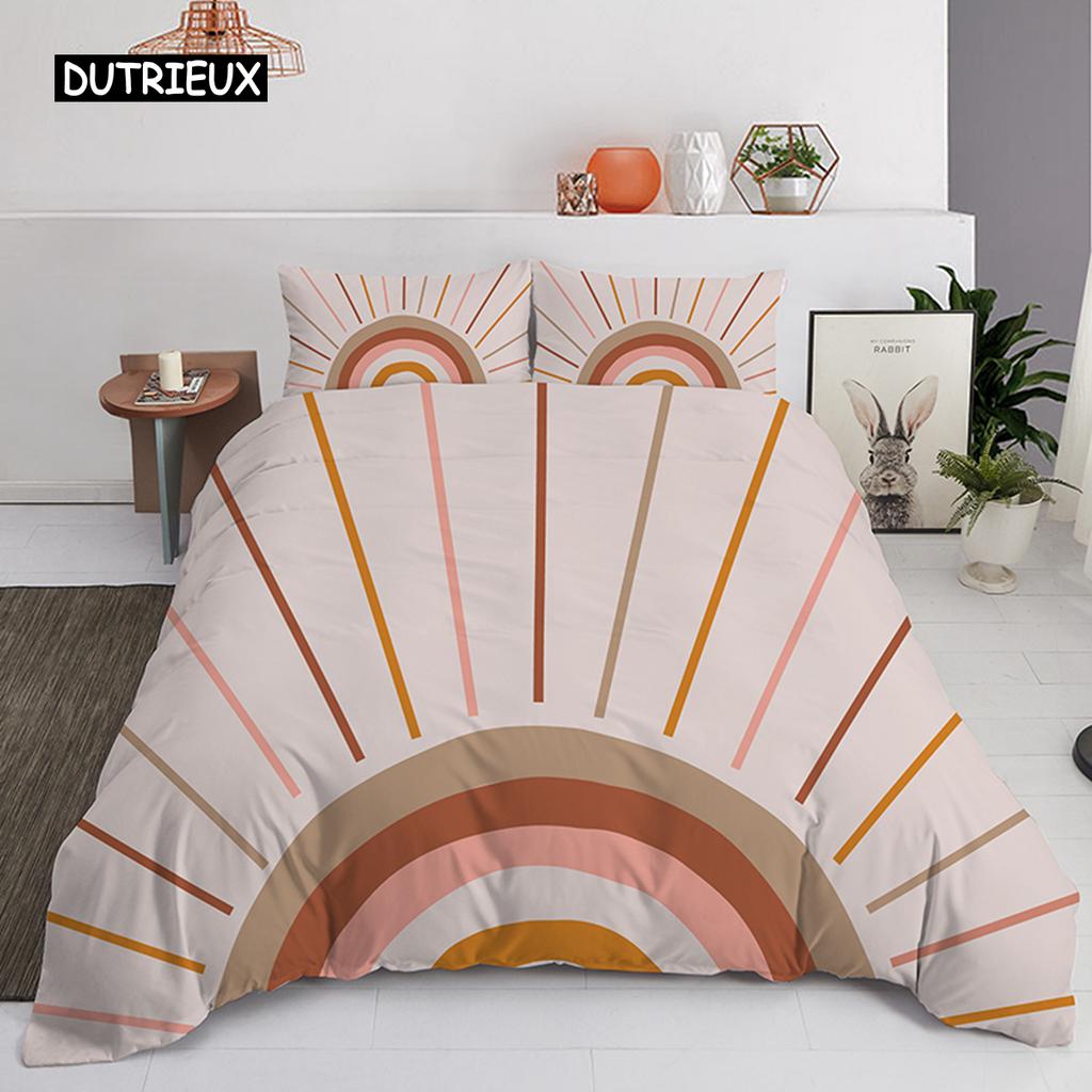 Trendy Pastel Colors Rainbow Bedding Set Baby Kids Duvet Cover 150x210 135x200 With Pillowcases And Zipper