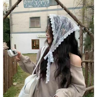 Корейская мода весна/лето универсальный кружевной бант сращивание ремешок украшение треугольный зад занавеска фартук