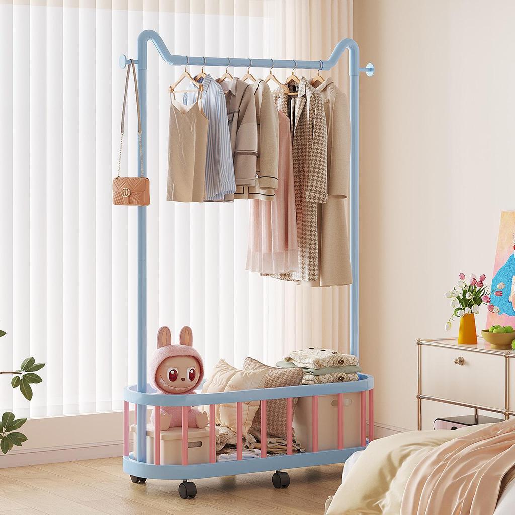 Mobile Clothes & Hat Rack, Dormitory & Bedroom Floor Stand, Small Hanging Rack with Bag Hook - 2026 New Style.