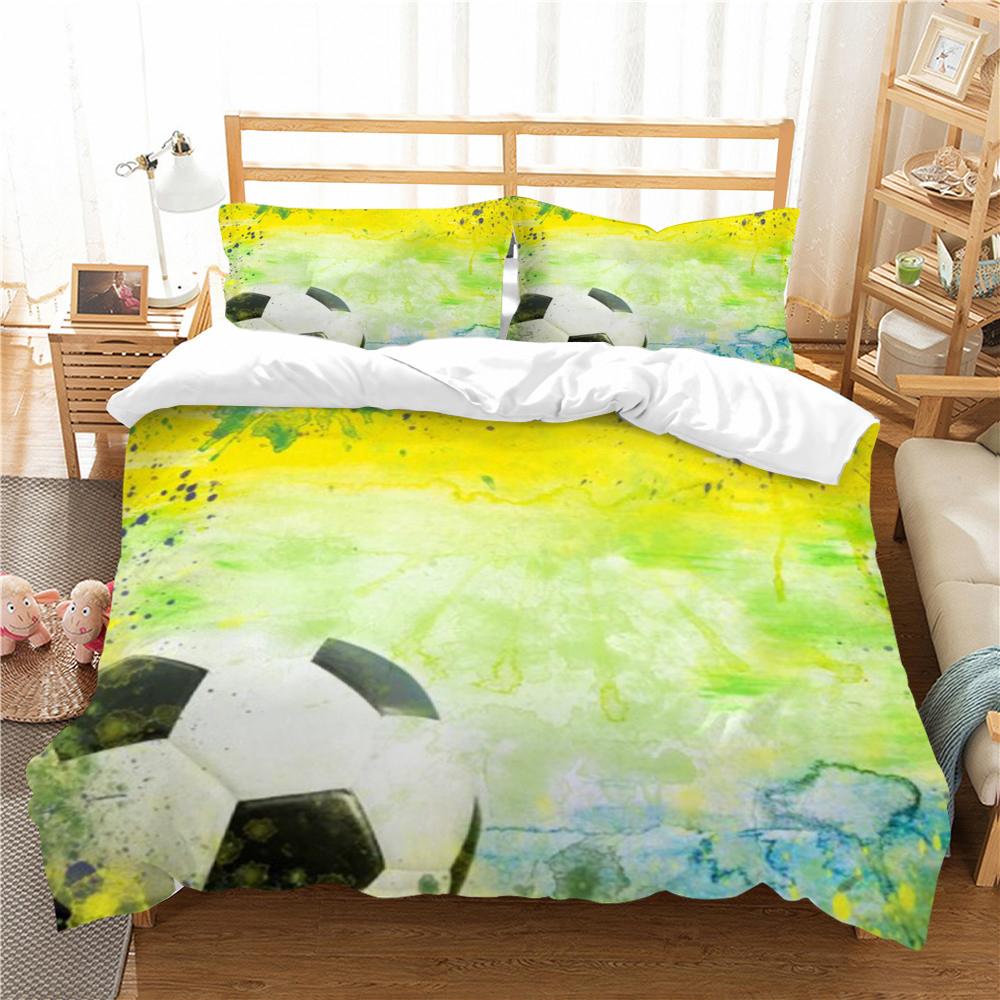 3D комплект постельного белья, пододеяльник, очаровательный футбольный принт, пододеяльник, наволочка из микрофибры, домашний текстиль
