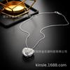 Retro Silver Hollow Heart Pendant Necklace with Thin Chain