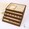 Walnut Wood Grain Jewelry Tray Retro Jewelry Organizer Space Saving Display Jewelry Holder  Ring