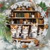 2D Flat Hanging Decorative Signs,interior Wall or Door Decoration,garden Dec,the Pattern Is Bookshelf and Cute Kitten,a Housewarming Gift for Friends