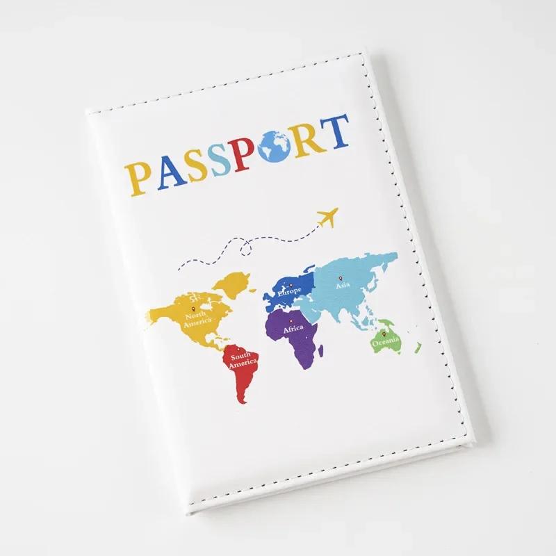 New Color Letter Map Printed Passport Holder Passport Cover Ticket Clip Passport Wallet Travel Wallet ID Card Holder Unisex