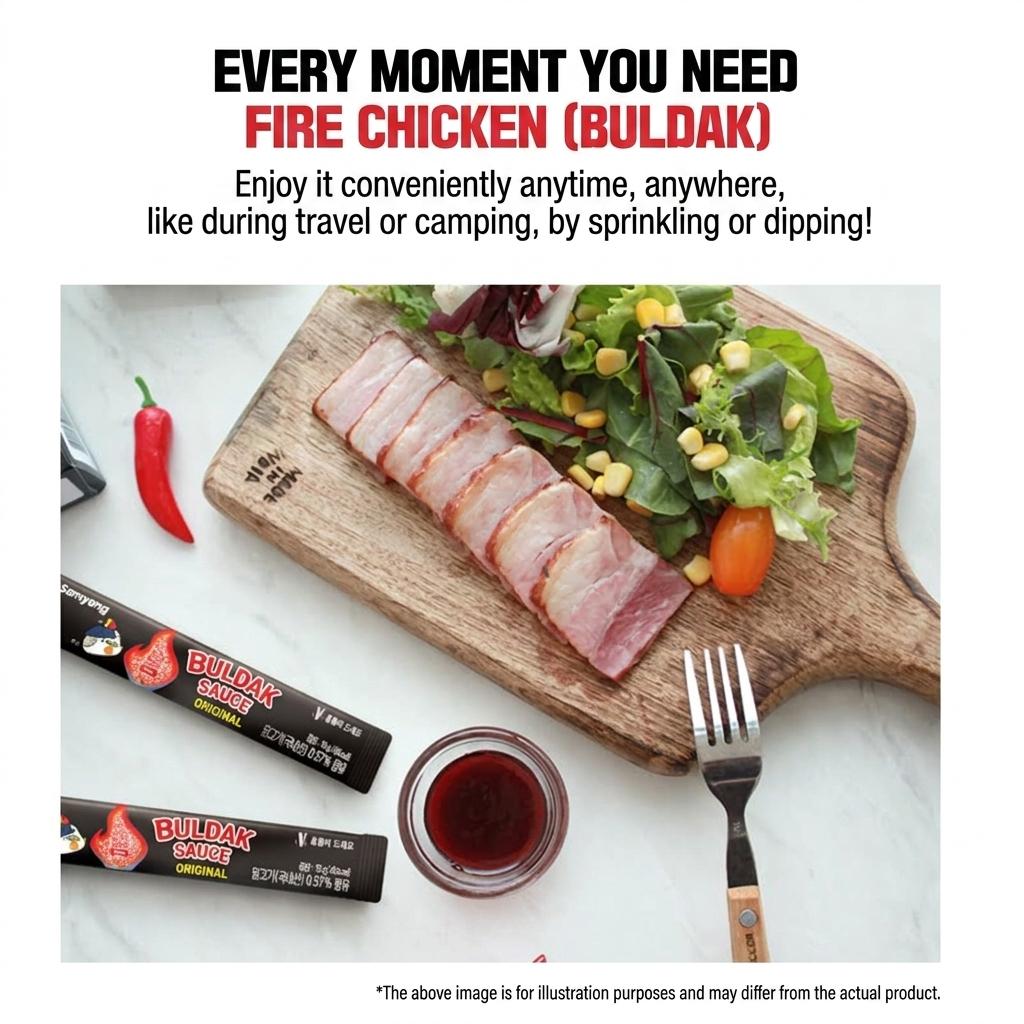 [Set] Samyang Official Buldak Spicy Sauce Sticks (16g x 20 Pcs) - Portable Viral Korean Fire Noodle Hot Sauce To-Go