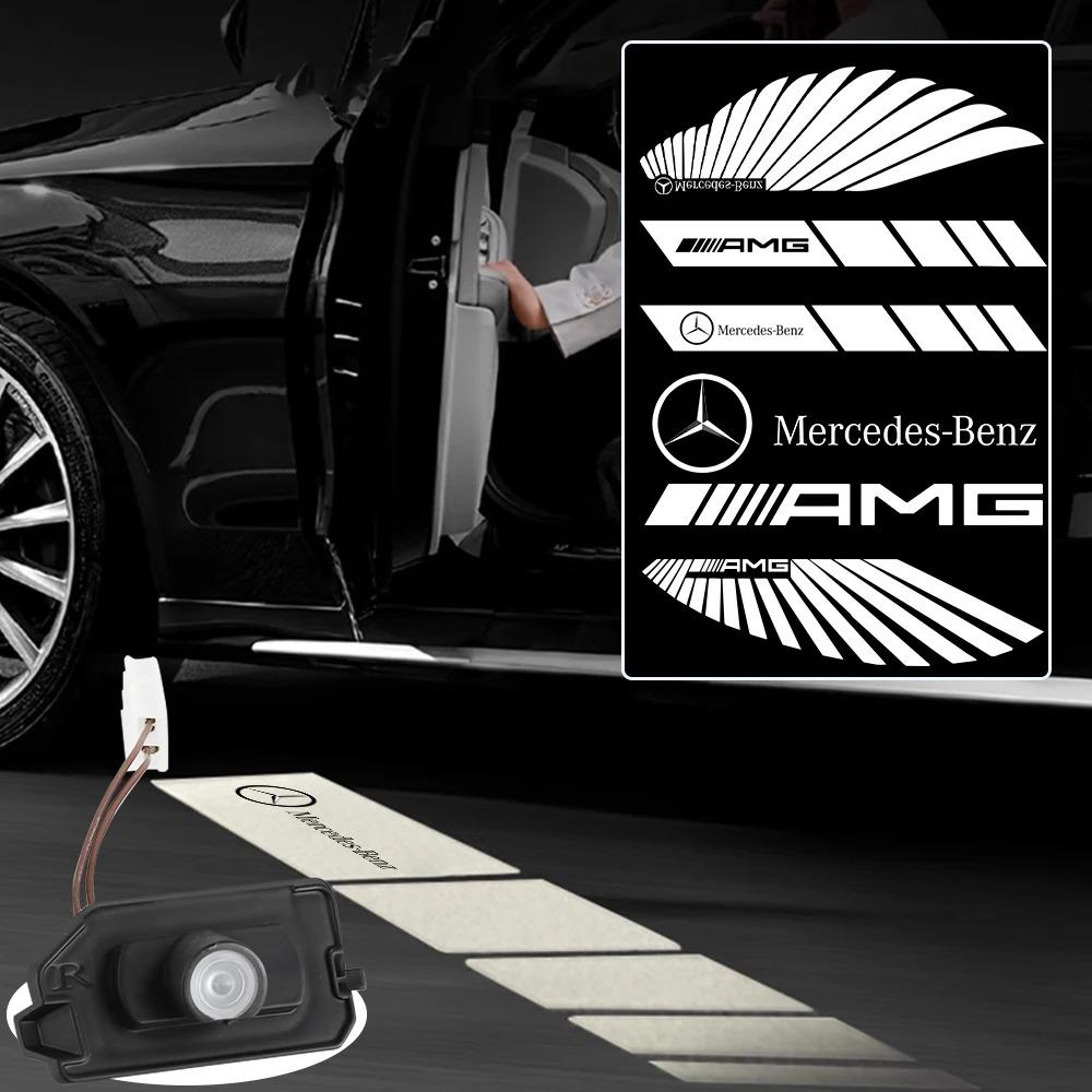 CQT1 2Pcs LED Car Rearview Mirror Welcome Light Projector Lamp For Mercedes Benz AMG A B C E S Class W177 W247 W205 W213 GLA GLB CLS