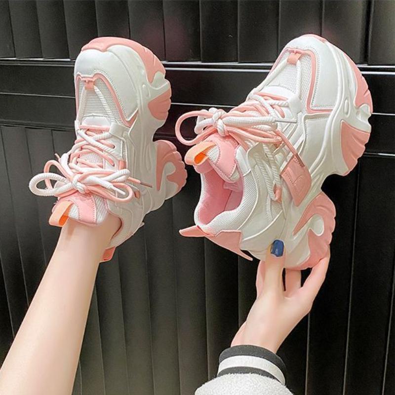 Весенне-осенние женские массивные кроссовки, кожаная повседневная обувь на скрытом каблуке 10 см, женская спортивная обувь на высокой платформе с кристаллами, женская спортивная обувь для папы