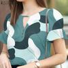 Женская повседневная летняя блузка с круглым вырезом и коротким рукавом с принтом