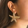 European and American Exaggerated Golden Starfish Earrings Geometric Pentagram Earrings