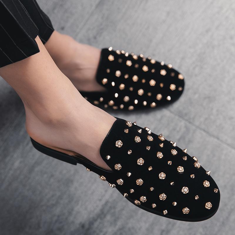 Европейская станция Мужские полутапочки Мужские летние модные стильные одношаговые домашние повседневные туфли Британский стиль Размер 38-44 Мужские тапочки