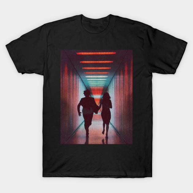 Asian Size Men Black Print T-shirt Severance No-Cut Heat Transfer Print Cotton Tshirt