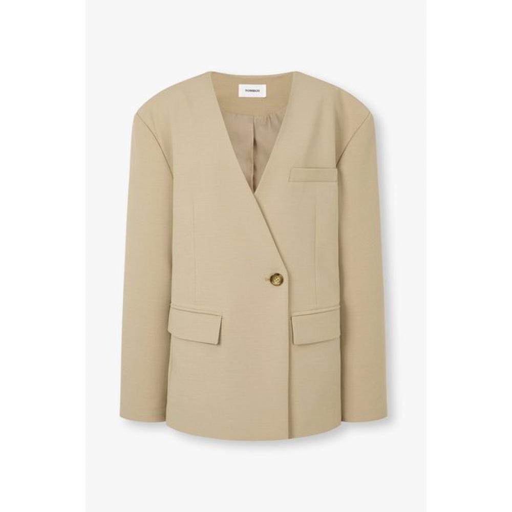 Studio Tomboy No Collar V Neck One Button Jacket 9106112102ar