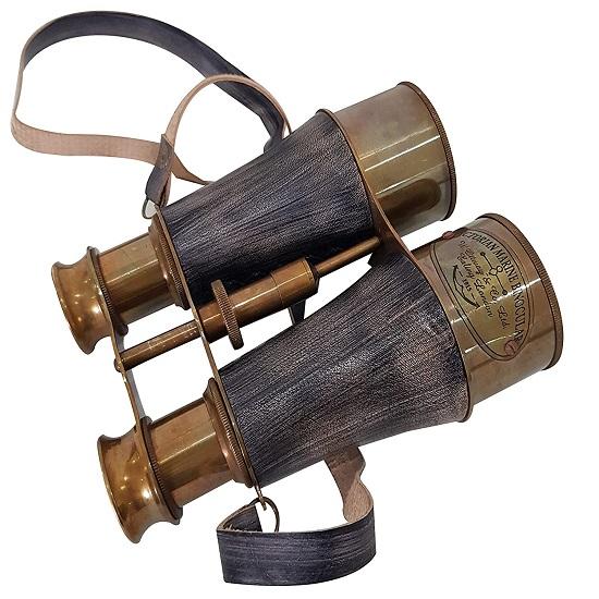 Старинный викторианский латунный бинокль с кожаным покрытием