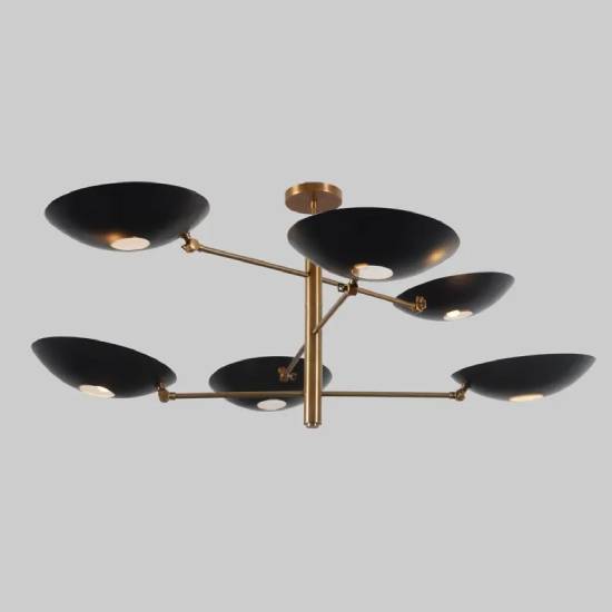 Stilnovo‑Style 6‑Arm Sputnik Ceiling Pendant – Matte Black Cone Shades Modern Chandelier Fixture