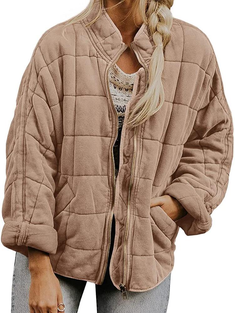 Women's Quilted Puffer Jacket with Multiple Colors, Lightweight Warm Coat, Casual Outerwear for Autumn Winter