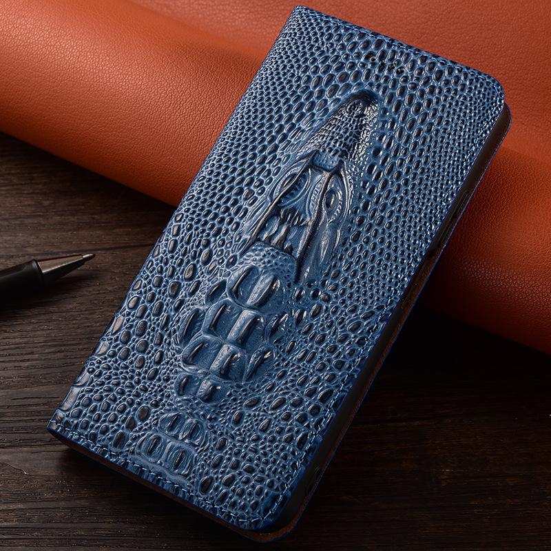 Genuine Leather Flip Cover for Samsung A90 5G, Galaxy C9 Pro, C7, C5 Pro - Crocodile Pattern Protective Case