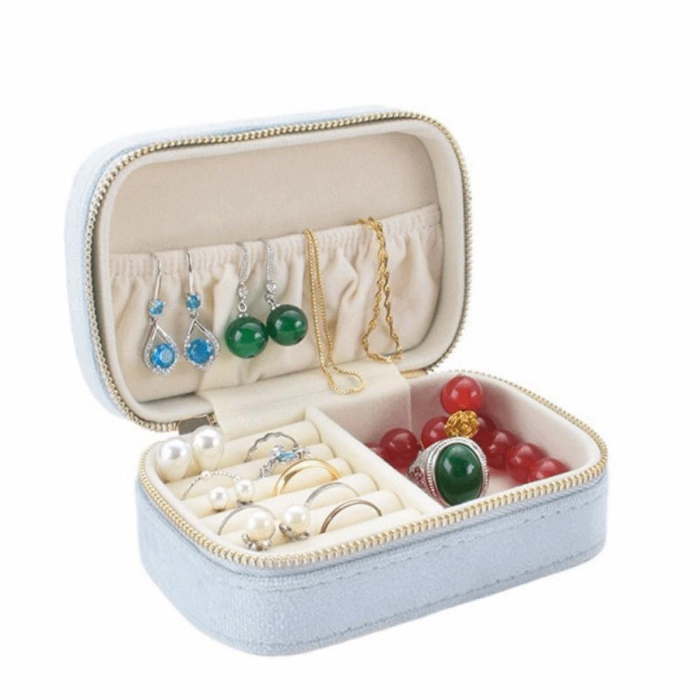 Velvet Portable Jewelry Box Square Necklace Storage Case Travel Jewelry Case Rings Storage Case